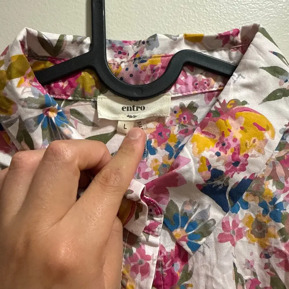 Entro Boutique | Preppy Summer Floral Ric Rac Trim Romper 100% Cotton Spring - Picture 9 of 13